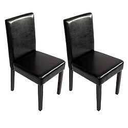 Mendler Lot de 2 chaises de séjour Littau ~ simili-cuir, noir, pieds foncés