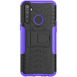 Wewoo Coque Pour OPPO Realme 5 Texture de pneu TPU antichoc + PC Housse de protection avec support violet