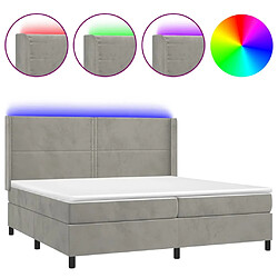 vidaXL Sommier à lattes de lit matelas et LED Gris clair 200x200 cm