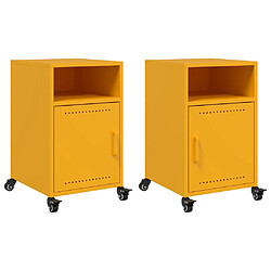 vidaXL Tables de chevet 2 pcs jaune moutarde 36x39x59 cm acier