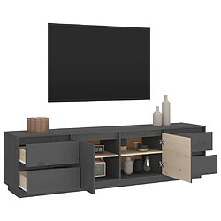 Maison Chic Meuble TV scandinave - Banc TV pour salon Gris 176x37x47,5 cm Bois de pin massif -MN91334 pas cher