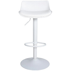 Avis Decoshop26 Tabouret de bar x1 avec repose-pieds hauteur réglable desing moderne en PVC blanc et métal blanc 10_0004537