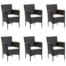 Acheter Maison Chic Salon de jardin de salle à manger 7 pcs avec coussins,Table et Chaises d'extérieur,Mobilier de jardin Noir -MN26541