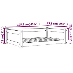 vidaXL Lit pour chien cire marron 105,5x75,5x28 cm bois de pin massif pas cher