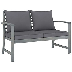 Avis vidaXL Salon de jardin 3 pcs avec coussin Bois d'acacia solide Gris