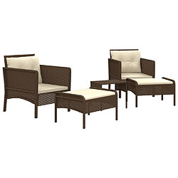 Avis Maison Chic Salon de jardin 5 pcs + coussins - Mobilier/Meubles de jardin - Table et chaises d'extérieur Marron Résine tressée -MN45135