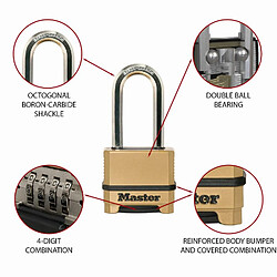 Acheter Cadenas Excell® en zinc MASTERLOCK 56 mm - Combinaison programmable - M175EURDLH