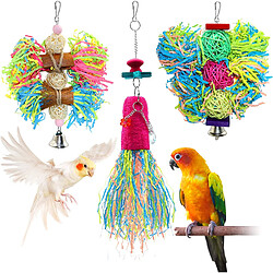 Jouets pour oiseaux, 3 paquets de perroquets, jouets de cage d'oiseau, balançoire pour perroquets à mâcher, tige de siège avec cloches, échelle en bois, hamac pour perroquets, nénuphars