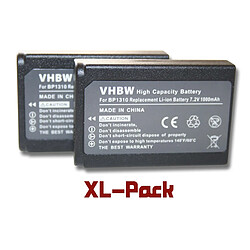 vhbw 2x batterie remplacement pour Samsung BP-1310, BP1310, ED-BP1310 pour appareil photo APRN (1000mAh, 7,2V, Li-ion)