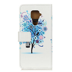 Etui en PU impression de motifs avec support arbre bleu pour votre Xiaomi Redmi Note 9/Redmi 10X 4G