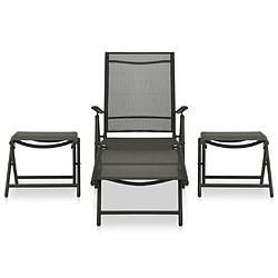 vidaXL Salon de jardin 3 pcs textilène et aluminium noir