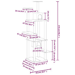 vidaXL Arbre à chat avec griffoirs en sisal Crème 176 cm pas cher