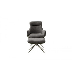 Avis Inside 75 Fauteuil lounge pivotant à 360° LUAN assise confortable piétement métal brossé tissu vintage anthracite