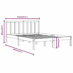 vidaXL Cadre de lit sans matelas bois massif de pin 135x190 cm pas cher