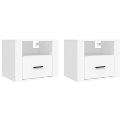 vidaXL Tables de chevet murales 2 pcs Blanc 50x36x40 cm