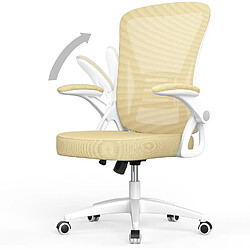 Chaises de bureau pour le bureau à domicile - avec accoudoirs rabattables à 90 ° et support lombaire - Chaises de bureau ergonomiques Rattantree pour la maison - Réglable en hauteur - Mobilier de bureau à domicile JAUNE CLAIR