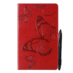 Etui en PU motif papillon avec support rouge pour votre Samsung Galaxy Tab A7 Lite 8.7 pouces/T225/T220