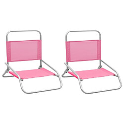 Maison Chic Lot de 2 Chaises de plage pliables | Chaises Relax d'extérieur Rose Tissu -GKD73814