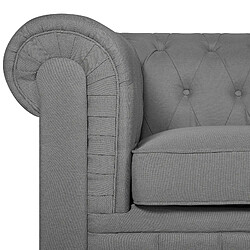 Beliani Fauteuil CHESTERFIELD Tissu Gris clair pas cher