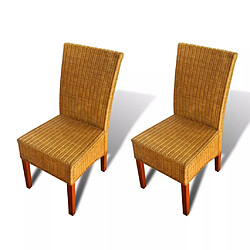 Decoshop26 Lot de 2 chaises de salle à manger cuisine design classique rotin naturel marron CDS020705