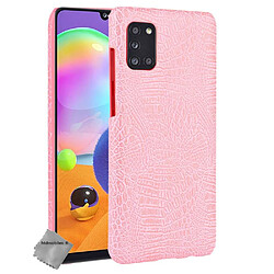 Htdmobiles Coque rigide simili cuir crocodile pour Samsung Galaxy A31 + film ecran - ROSE