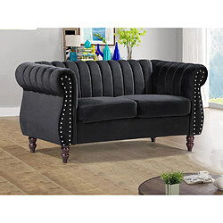 Vente-Unique Canapé chesterfield 2 places en velours noir TRUMBO