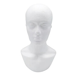 Mousse Légère Mannequin Homme Tête Chapeau Perruque Lunettes Présentoir Blanc 01