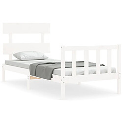 Maison Chic Lit adulte - Cadre Structure de lit avec tête de lit Contemporain blanc 90x200 cm bois massif -MN97689