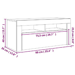 vidaXL Meuble TV avec lumières LED chêne sonoma 90x35x40 cm pas cher