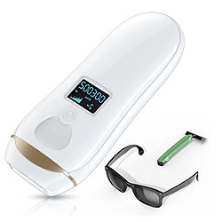 Chrono Système d'épilation IPL appareil d'épilation au laser permanent et indolore épilateur à modes manuel et automatique pour hommes et femmes, corps visage zone bikini(Blanc)