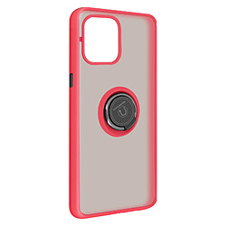 Avizar Coque Apple iPhone 12 Pro Max Bi-matière Bague Métallique Fonction Support rouge