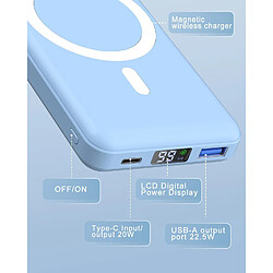 Acheter SANAG Batterie Externe Magnétique Sans Fil, 10000Mah Power Bank Batterie Mag-Safe Pd 22.5W Charge Rapide Avec Usb-C Affichage Led Chargeur Portable Pour Iphone16/15/14/13/12/Pro/ /Mini-Bleu Brillant