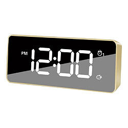 double usb numérique led horloge snooze minuterie miroir réveil chevet temps doré