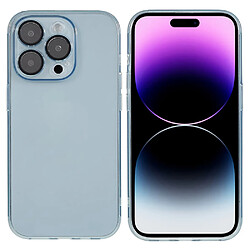 Coque en TPU anti-chute, ultra mince, anti-rayures, avec objectif de caméra pour votre iPhone 14 Pro - Bleu transparent