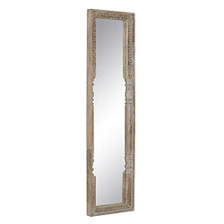 BigBuy Home Miroir sur Pied Blanc Naturel Verre Bois de manguier Bois MDF Vertical 48,26 x 7 x 183 cm