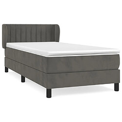 Maison Chic Structures de lit + matelas,Lit à sommier tapissier et matelas pour Chambre Gris foncé 90x190 cm Velours -MN47644