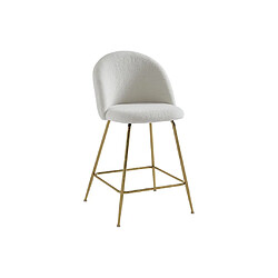 Acheter Vente-Unique Lot de 2 tabourets de bar en tissu bouclette et acier inoxydable doré - Blanc - MELBOURNE