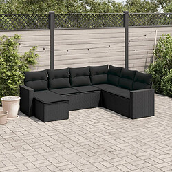 Maison Chic Salon de jardin 7 pcs avec coussins | Ensemble de Table et chaises | Mobilier d'Extérieur noir résine tressée -GKD30813