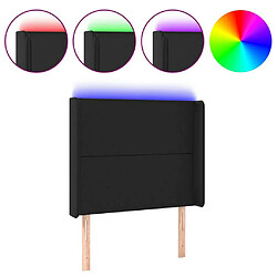 Maison Chic Tête de lit scandinave à LED,meuble de chambre Noir 93x16x118/128 cm Similicuir -MN85170