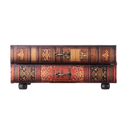 Mobili Rebecca Coffre-fort Livre Etui De Rangement 2 Tiroirs Bois Marron Bijoux 13x30x21