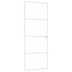 vidaXL Porte d'intérieur Blanc 76x201,5 cm Trempé verre aluminium fin