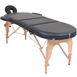 vidaXL Table de massage pliable 4 cm d'épaisseur et 2 traversins Noir