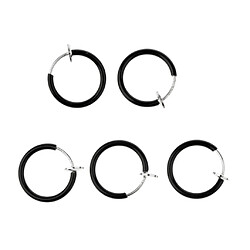 5pcs faux clip sur le nez oreille septum lèvre sourcil anneau d'oreille pas-piercing noir