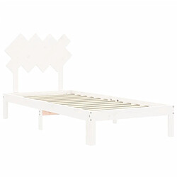 Maison Chic Cadre/structure de lit avec tête de lit pour adulte - Lit Moderne Chambre blanc simple bois massif -MN94946 pas cher