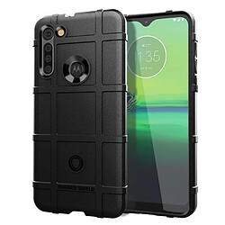 Coque en TPU texture de grille carrée anti-choc épaissir noir pour votre Motorola Moto G8