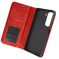 Avizar Étui pour Honor 90 Lite Portefeuille Motif Croisillon CrossWeave Wallet rouge