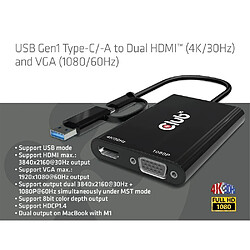 Club 3D Club3D Adaptateur USB Gen1 Type-C/-A vers Dual HDMI? (4K/30Hz) / VGA (1080/60 Hz)