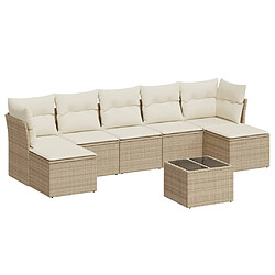 vidaXL Salon de jardin avec coussins 8 pcs beige résine tressée