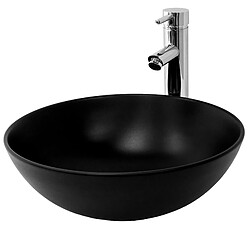 ML-Design Lavabo à poser rond noir mat céramique avec garniture de vidage Ø 400 x 145 mm