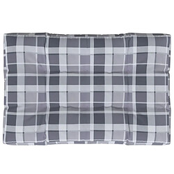 vidaXL Coussin de palette motif à carreaux gris 120x80x12 cm tissu